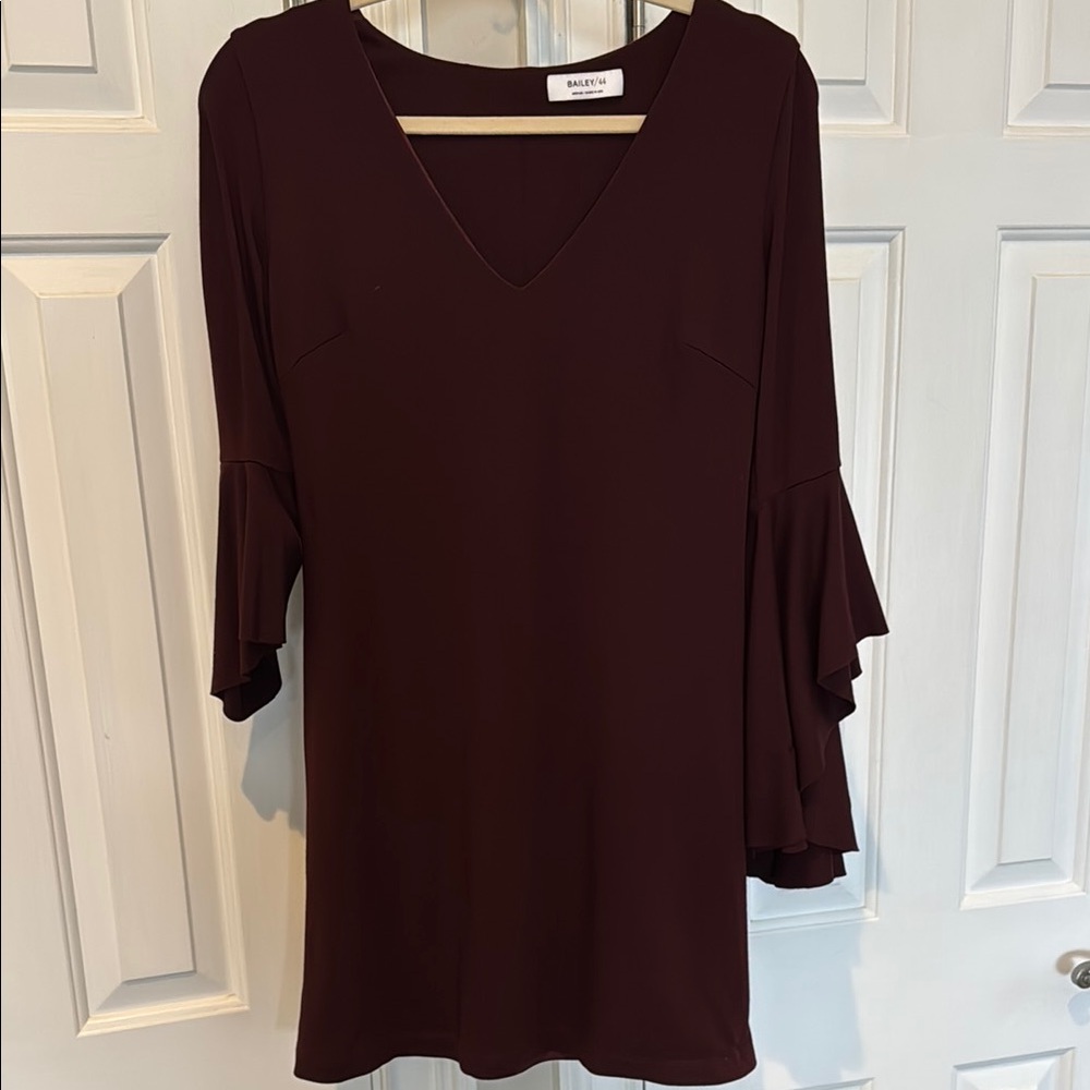 Burgundy Ruffled Bell Sleeve Tunic Top